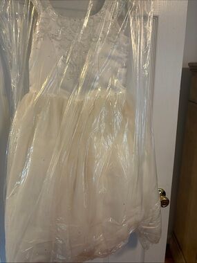Girls Ivory Embroidered Tulle Party Dress
